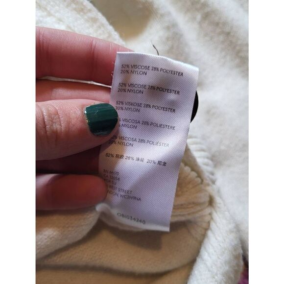 Anthropologie Margarita Tunic Cowl Sweater Button Accent White Women's Small - Picture 3 of 4